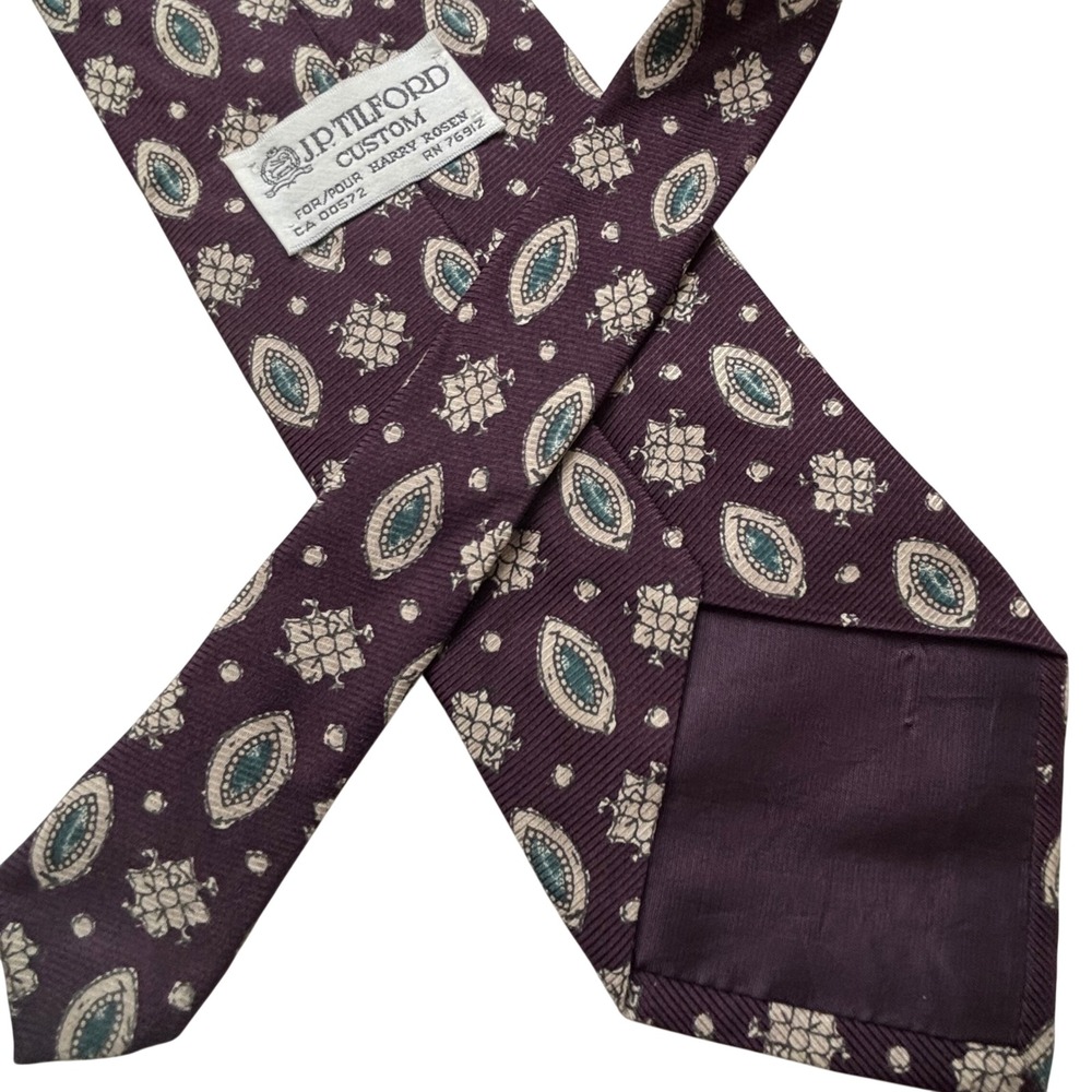 JP Tilford Silk Tie Purple Turquoise Geometric Medallion Professional USA